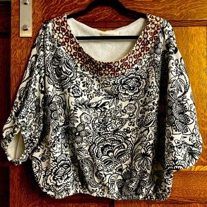 Cute patterned Anthropologie cropped sweatshirt